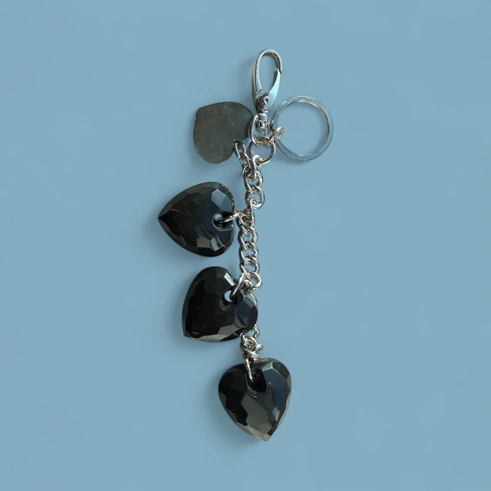 Kathy Van Zeeland Black Heart Keychain / Purse Chain w/ Clip